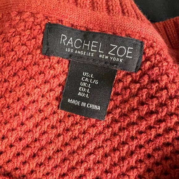Rachel Zoe Women's Orange Crewneck Sweater with Button Detail Shoulders L - Picture 11 of 12